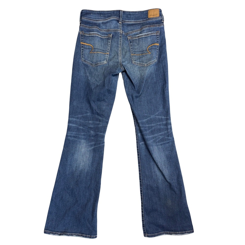 American Eagle Kick Boot Super Stretch Blue Denim Jeans Size 8 Regular - Picture 5 of 9